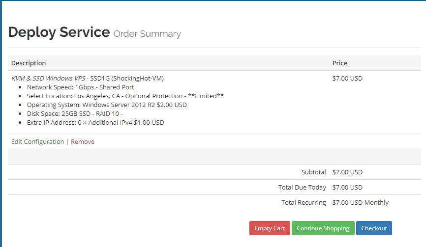 美国VPS VirMach 购买订单页面
