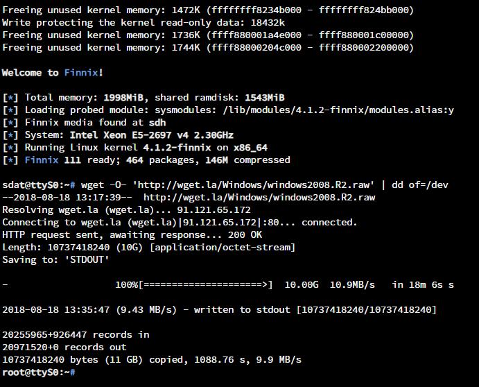 Linode VPS 安装 Windows 2008 R2系统示例教程步骤6安装Windows 2008 R2操作系统完成