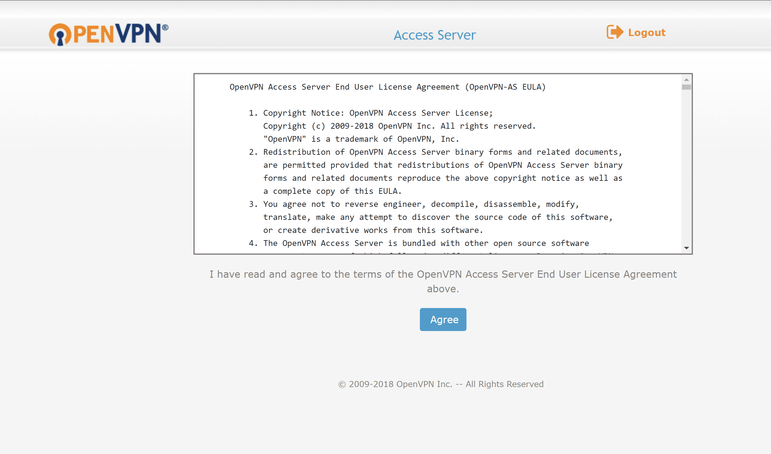 OpenVPN访问服务器许可协议