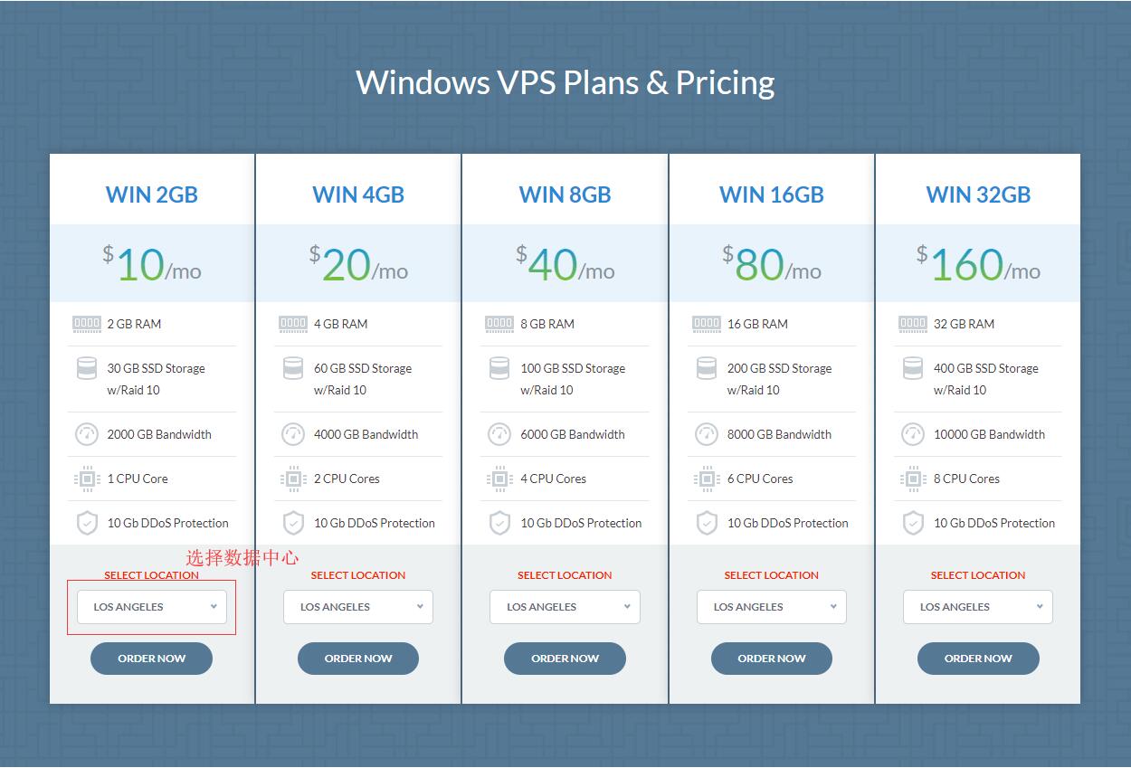 IO Zoom美国  Windows VPS 购买界面