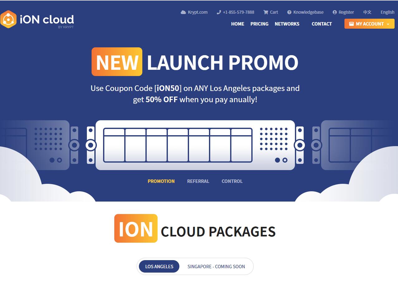 老牌服务服务商Krypt的上线新产品iON正式发布 年付半价-国外主机测评