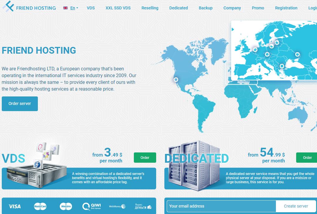 欧洲friendhosting：$2.39/月，不限流量KVM虚拟VPS，7大机房可选，支付宝/PayPal/比特币-国外主机测评