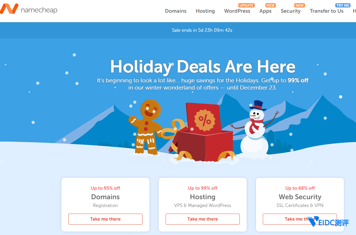 NameCheap冬季假期域名优惠活动 .COM域名57元/.CO域名27元-国外主机测评