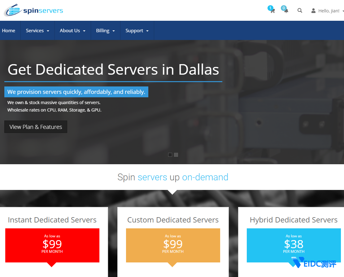 spinservers：大带宽美国高配服务器/10Gbps带宽/2*E5-2630L/64G内存/2*960G SSD/月付仅79美元-国外主机测评