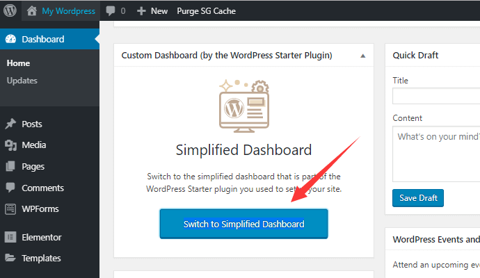 切换到wordpress简易后台