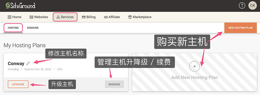 最新SiteGround主机账户管理功能简介-国外主机测评