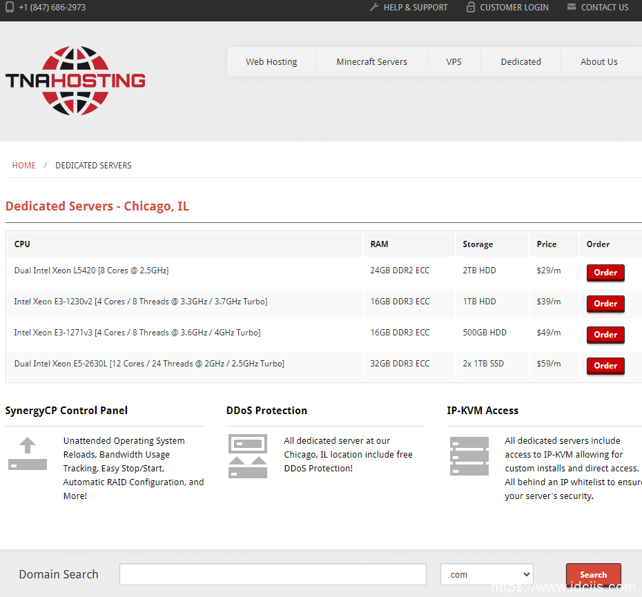 TNAHosting：便宜服务器$24/月起，E3-1230v2/16GB内存，20TB流量/1Gbps带宽，美国芝加哥机房-国外主机测评