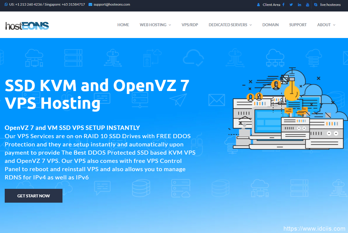 #HostEONS#：VPS免费升级CPU/不限流量/100G高防/美国洛杉矶VPS年付5折，$12/年起，OpenVZ/KVM架构-国外主机测评