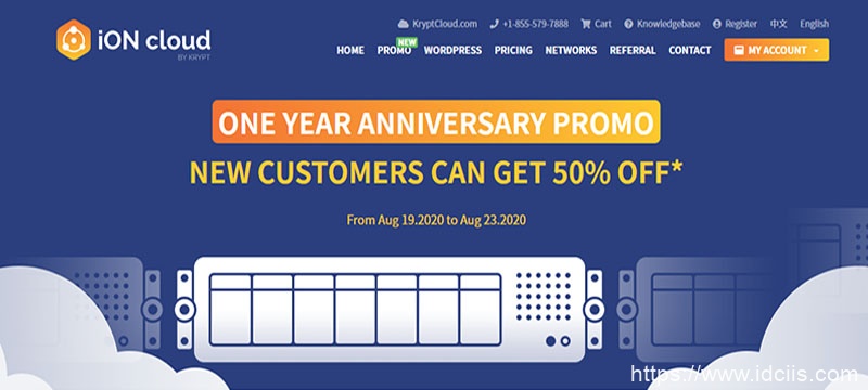 iON周年庆：美国VPS新用户首月五折，$5/月起，KVM构架，洛杉矶CN2 GT线路，1Gbps带宽-国外主机测评