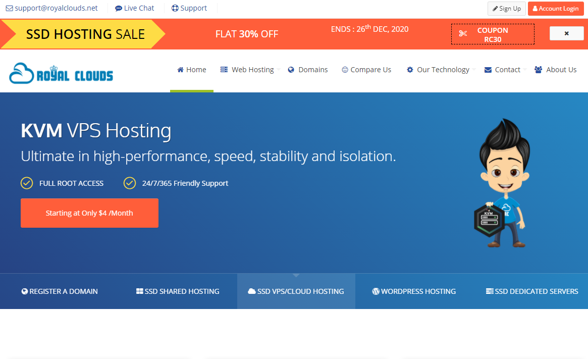 RoyalClouds测评 – 1核/1G内存/10G硬盘/500GB流量/1G带宽/2GDDOS防护/KVM/美国/$4/月-国外主机测评