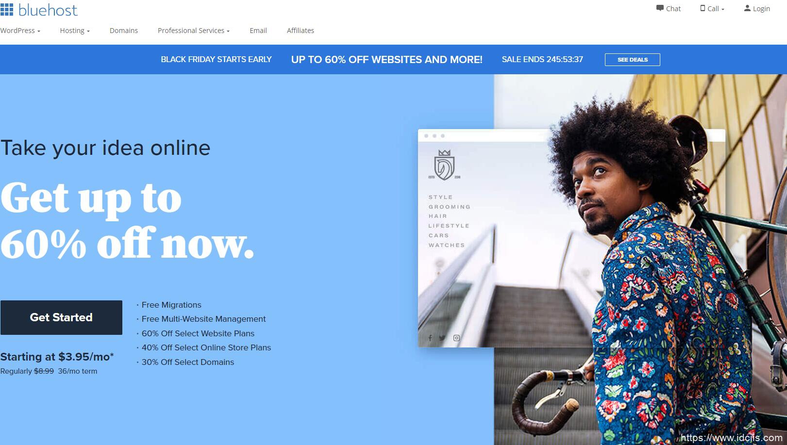 #黑色星期五# bluehost：虚拟主机4折，不限建站，全自动备份、独立IP，建站推荐附购买教程-国外主机测评
