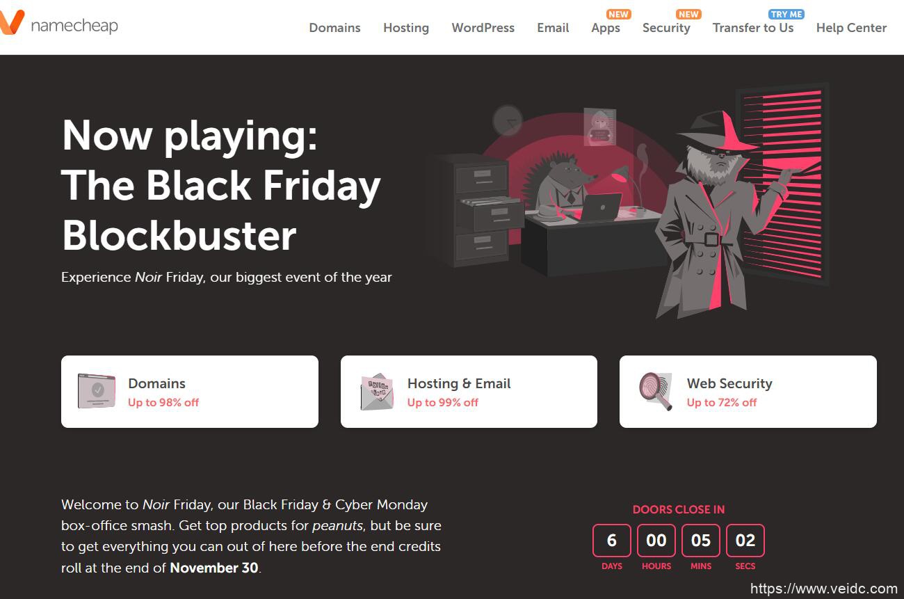 #黑五#Namecheap：域名注册/转入优惠，虚拟主机$8.8/年，邮箱$3.56/年，SSL证书$2.88/年-国外主机测评