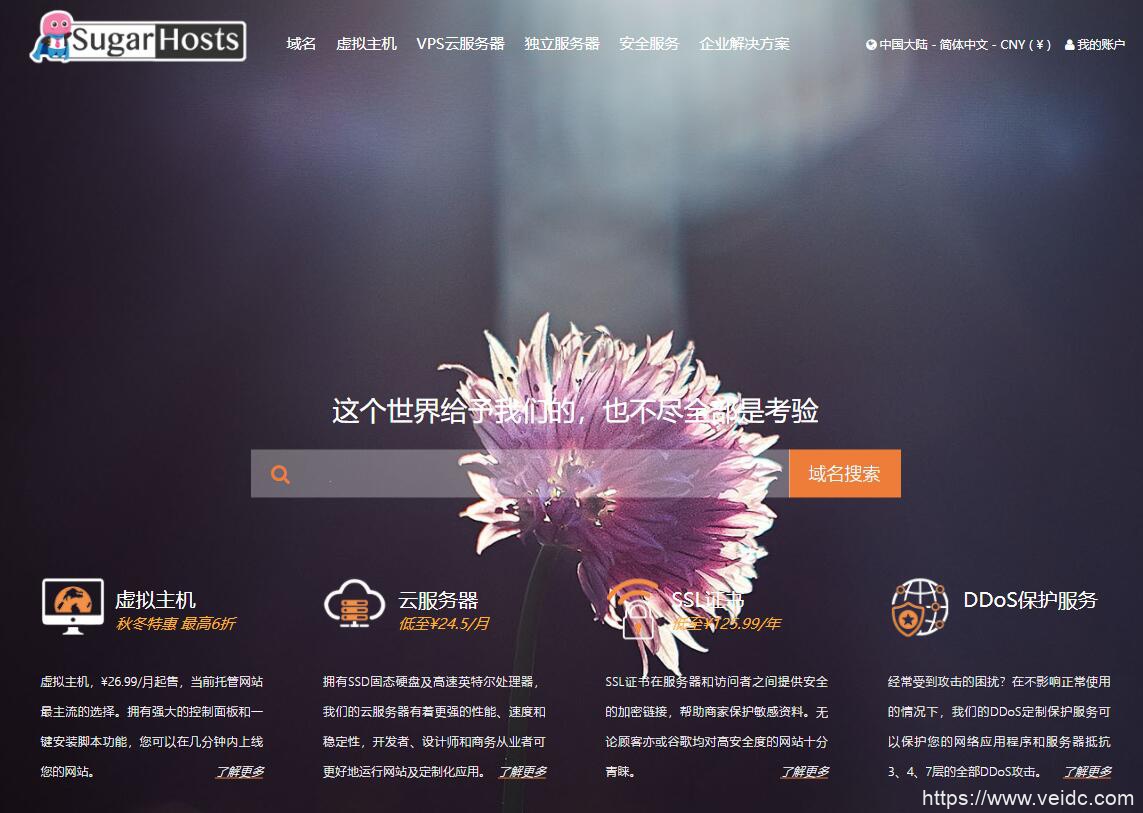 #黑五#SugarHosts：云服务器5折，可选香港/洛杉矶，续费1年送半年-国外主机测评
