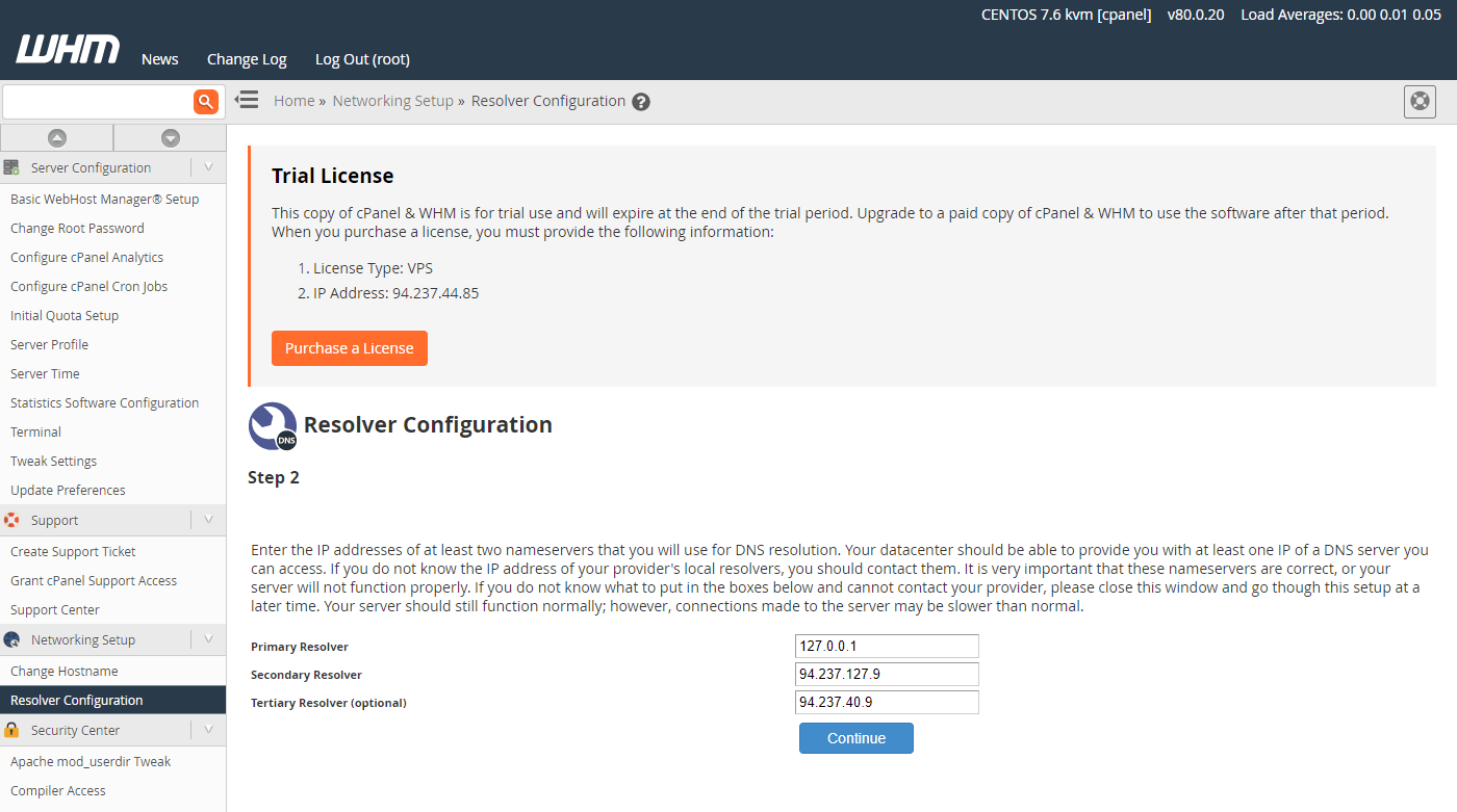 WHM设置解析器默认值