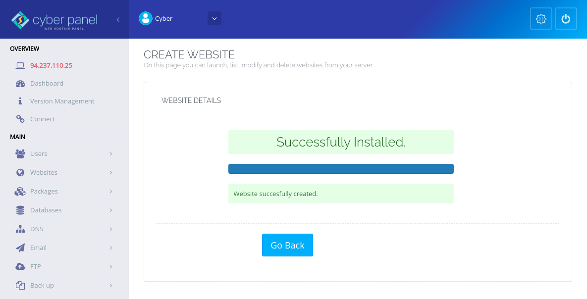 Cyber​​Panel主机名SSL