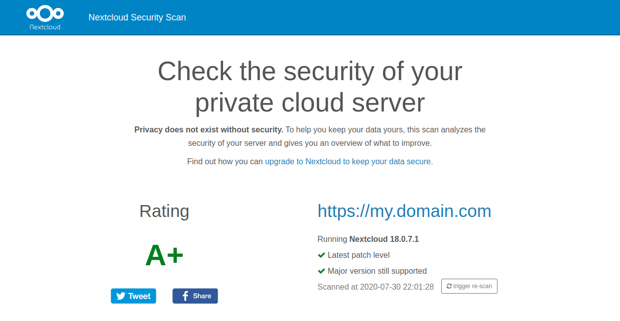 使用外部扫描仪进行Nextcloud安全扫描