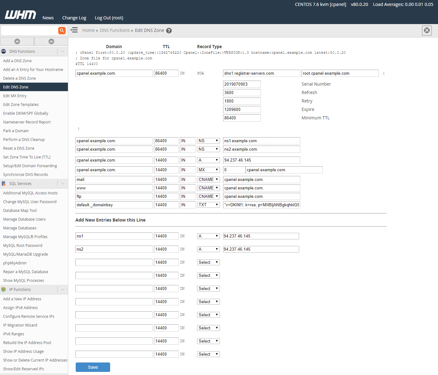 WHM设置名称服务器记录
