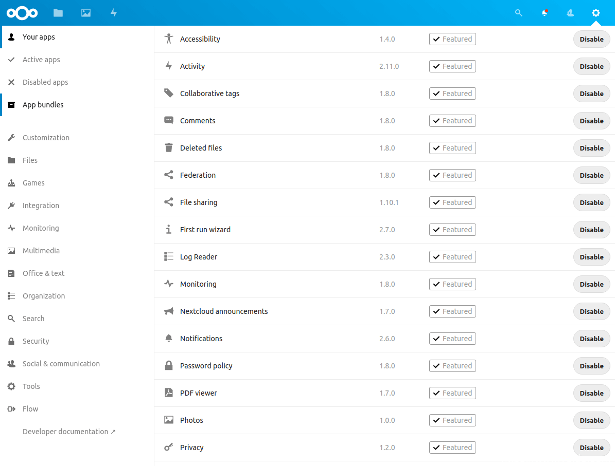 Nextcloud应用程序捆绑