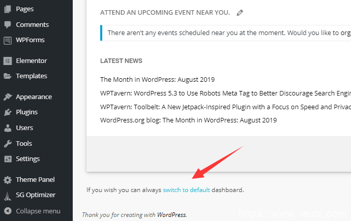 切换到wordpress经典后台