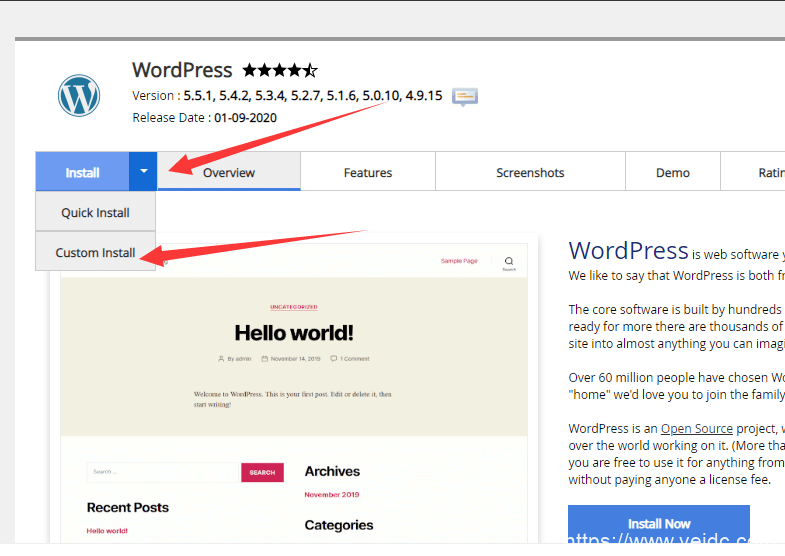 自定义安装 wordpress