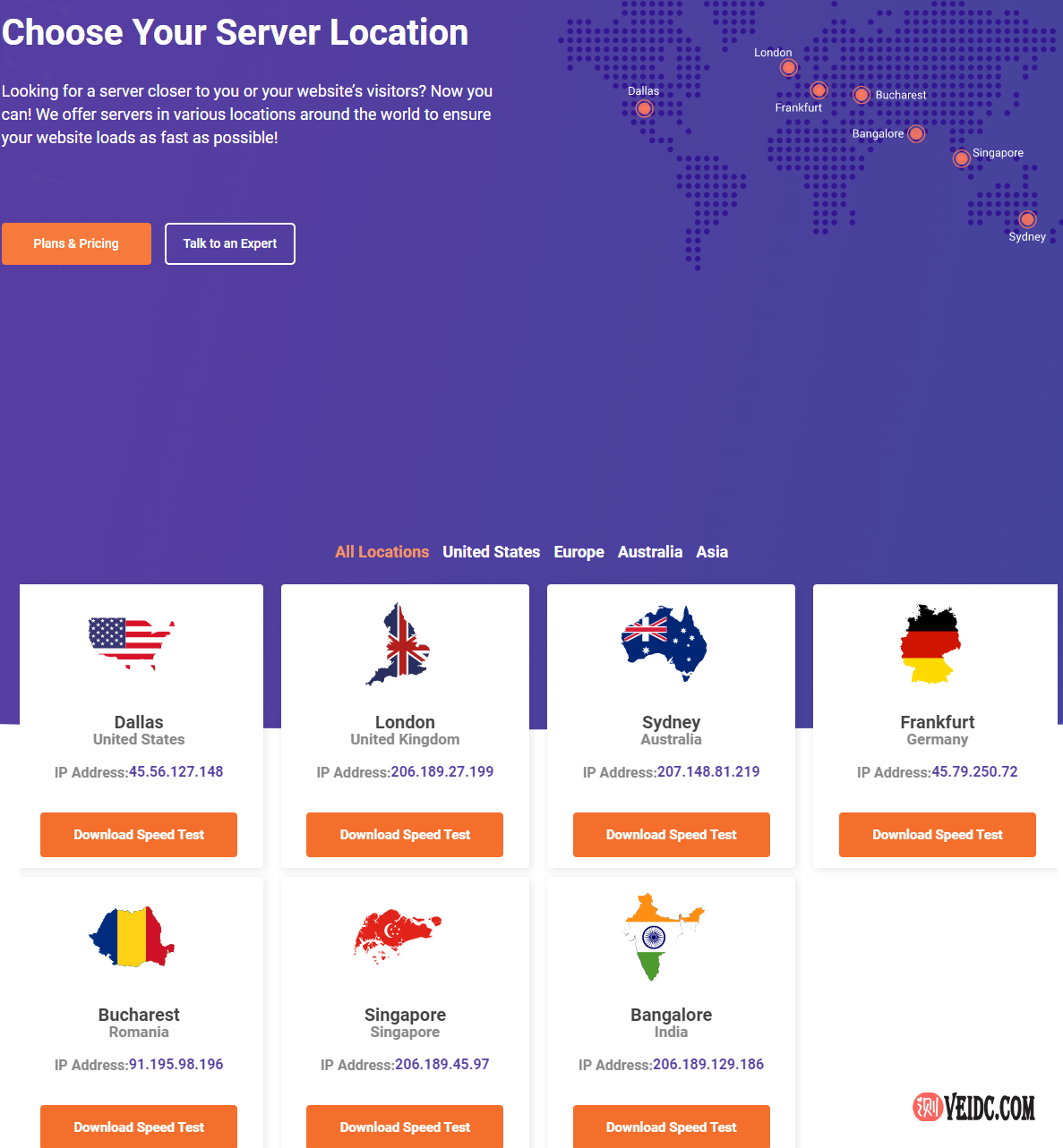 ChemiCloud WordPress外贸主机各大机房测试IP和下载地址汇总-国外主机测评