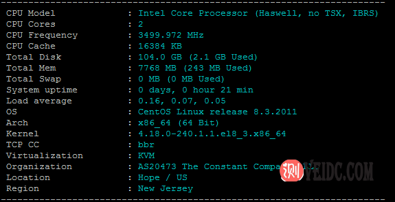 Vultr美国纽约云服务器测评，综合性能实测,按小时计费,1核1G$5/月,新用户注册送$103-国外主机测评