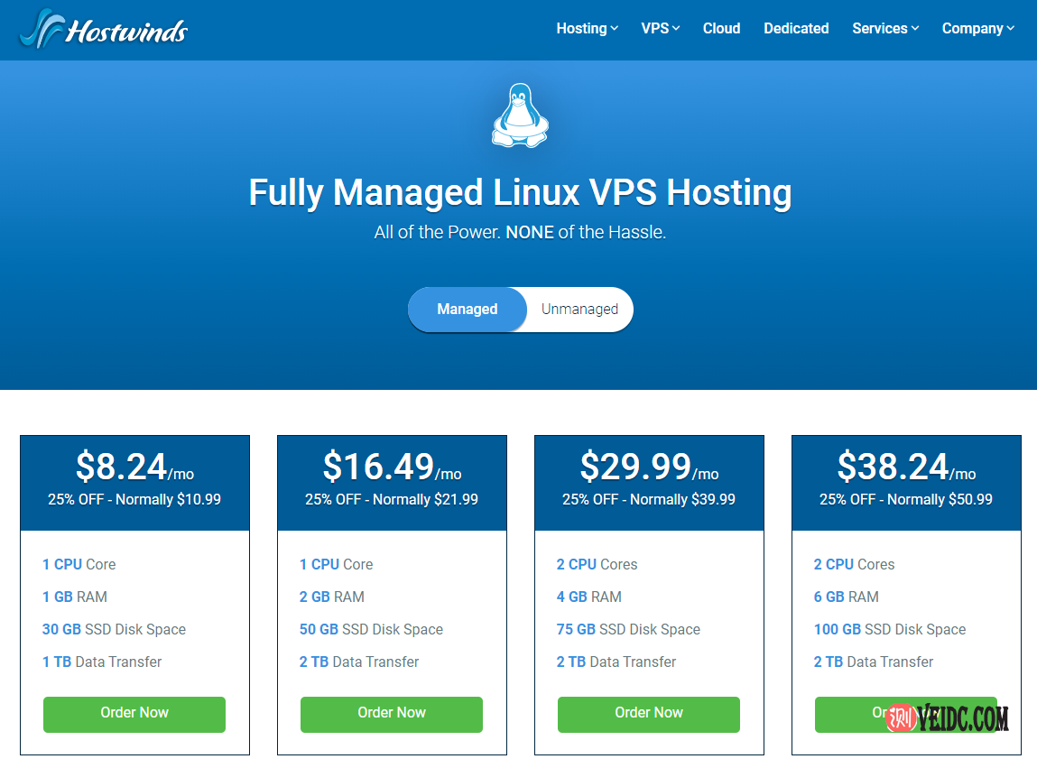 2021年5月最新Hostwinds优惠活动 - 部分型号价格调整，完全托管型VPS主机全场7.5折-国外主机测评