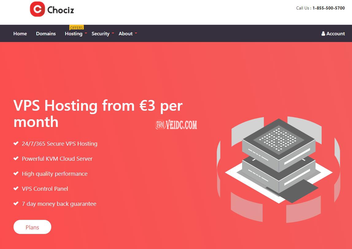 chociz：荷兰大带宽VPS/1G内存/1核/20gbSSD/20Gbps/1T流量/€3/月-国外主机测评