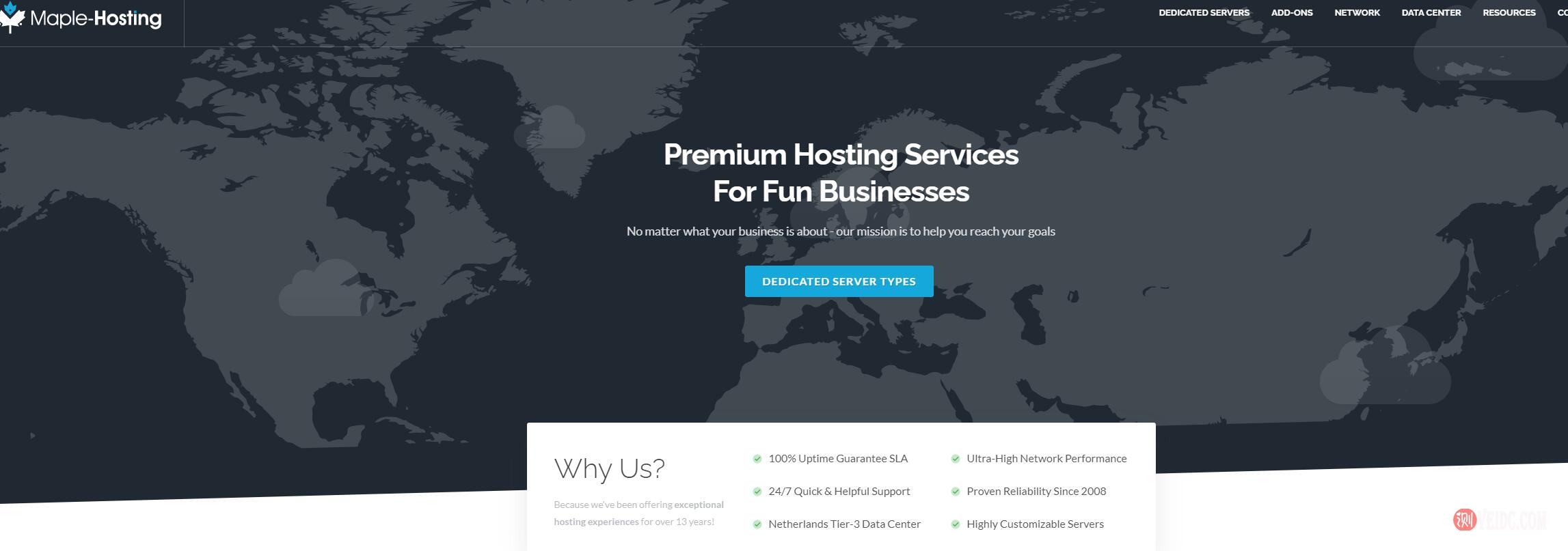 Maple-Hosting：荷兰抗投诉服务器8.7折优惠促销/AMD 3900X/32GB/4T硬盘/1Gbps月流量100T/月付$216-国外主机测评