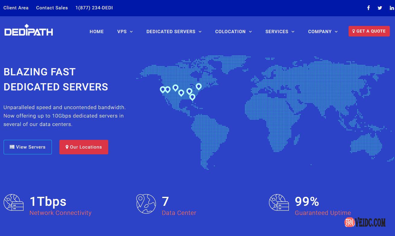 DediPath：洛杉矶INAP/拉斯维加斯/纽约/VPS主机/2GB内存/20GB SSD空间/不限流量/1Gbps端口/OpenVZ/$7.5/年-国外主机测评