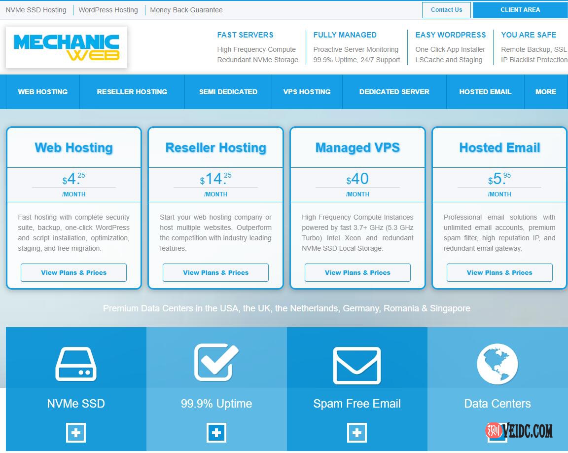 MechanicWeb：美国达拉斯高频云服务器5.3GHz，免费DirectAdmin/异地备份【附Geekbench跑分】-国外主机测评