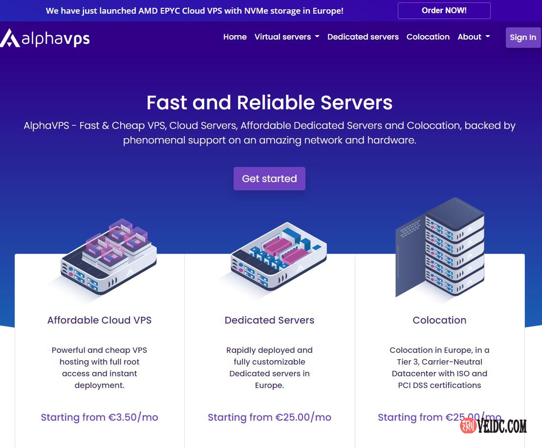 AlphaVPS：欧洲大盘鸡/1TB大硬盘VPS月付5欧起，AMD EYPC+NVMe高性能系列VPS€3.99/月起-国外主机测评