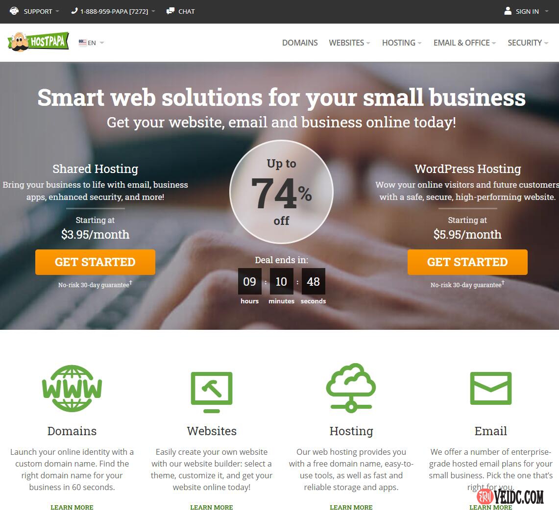 HostPapa：无限存储SSD主机/wordpress外贸主机/博客主机/赠送免费域名/$3.95 /月起-国外主机测评