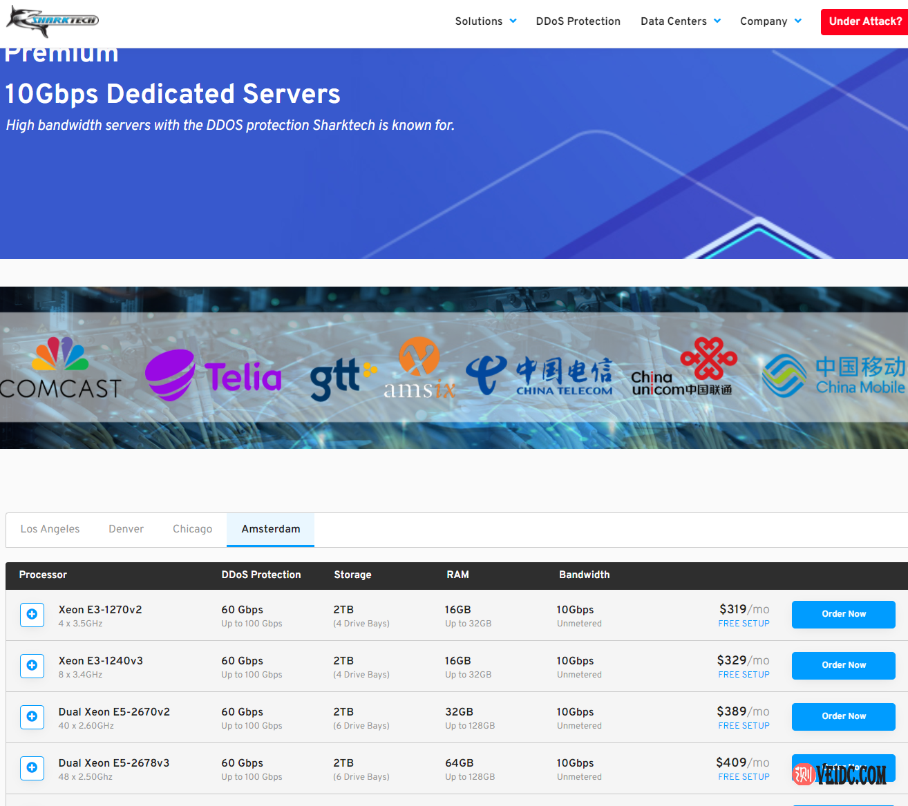 Sharktech：荷兰独立服务器/10Gbps端口/不限流量/100Gbps免费DDoS保护/319 美元/月-国外主机测评