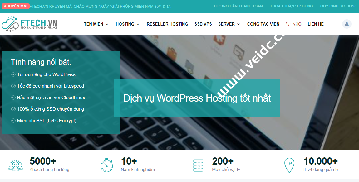 Ftech：越南VPS，2核/2G/20G SSD/1Gbps不限流量，可免费安装Windows系统$12.5月起-国外主机测评