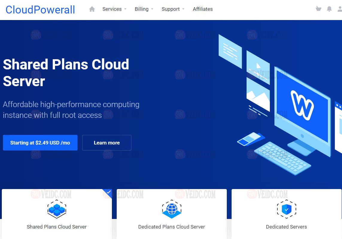 CloudPowerall：洛杉矶Cera机房便宜VPS/1核1G/8 G存储/100Mbps AS9929或CN2 GIA/月流量500GB/$4.99/月-国外主机测评