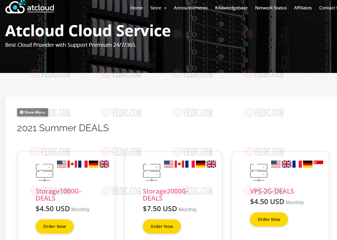Atcloud夏季促销：OVH高防VPS大盘鸡促销/双核1GB内存/1T硬盘/可选美国、加拿大、法国等机房/$4.5/月起-国外主机测评