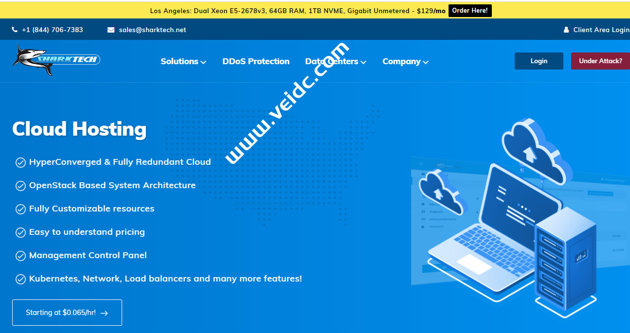 Sharktech夏季促销：美国洛杉矶双E5-2678v3/64GB/1TB NVME/60Gbps DDoS/129美元/月-国外主机测评
