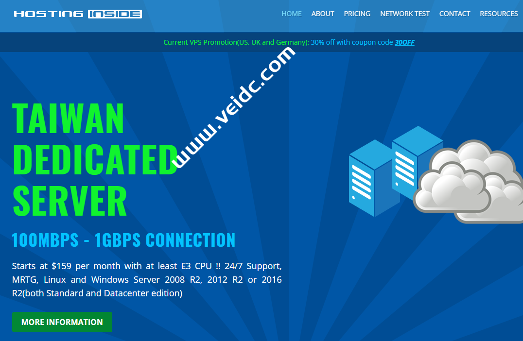 HostingInside：台湾大带宽服务器，1Gbps端口，双E5-2680v4/64GB内存/480GB SSD+三星NVMe 970 Pro 1TB/5个IP，月付$215.32-国外主机测评