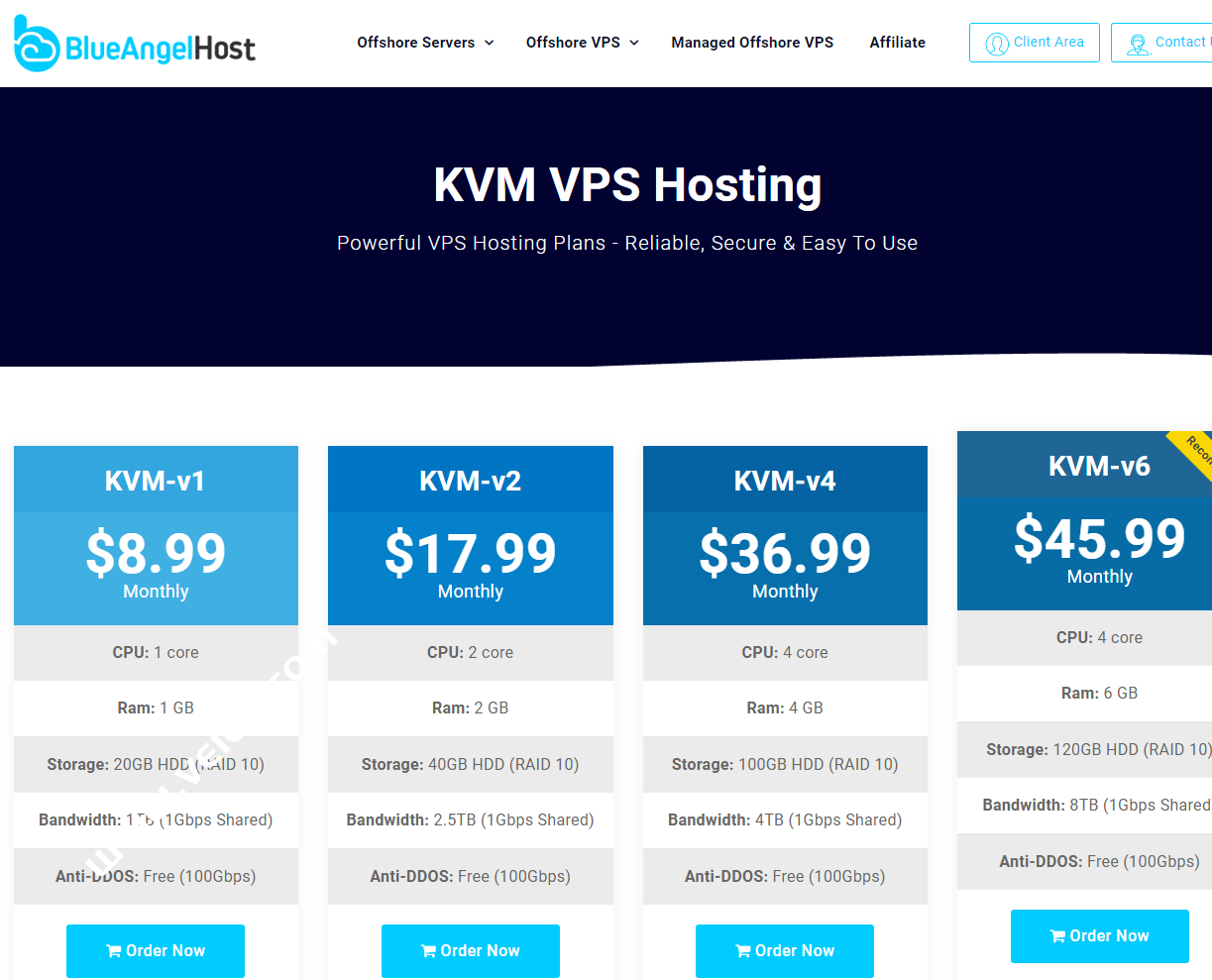 blueangelhost：保加利亚专业离岸主机，无视版权投诉，免费100G DDOS防护，KVM VPS $8.99起-国外主机测评