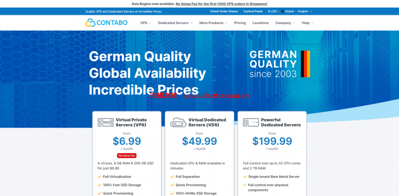 Contabo 美国圣路易斯机房4核@AMD 8GB内存 200Mbps带宽 美国KVM VPS测评-国外主机测评