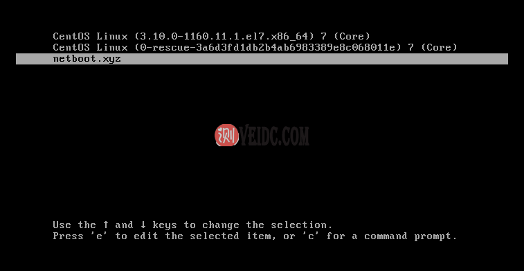 选择 netboot.xyz 启动项