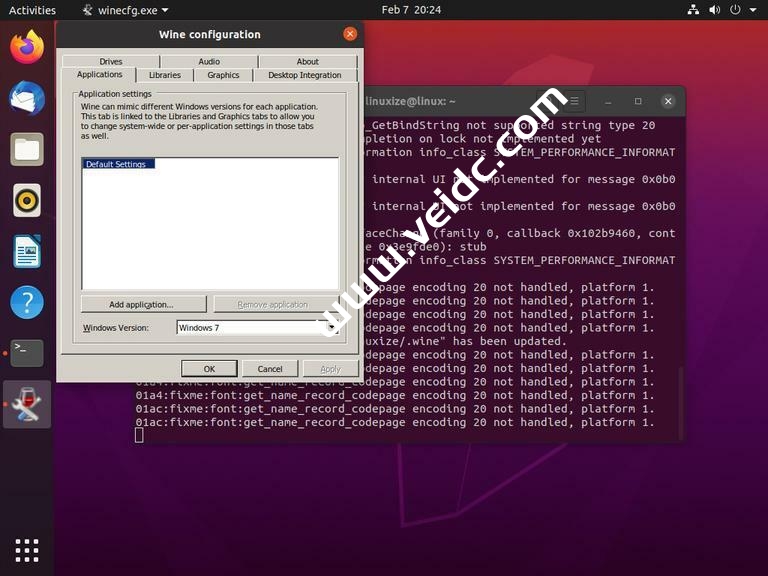 Ubuntu wine configuration