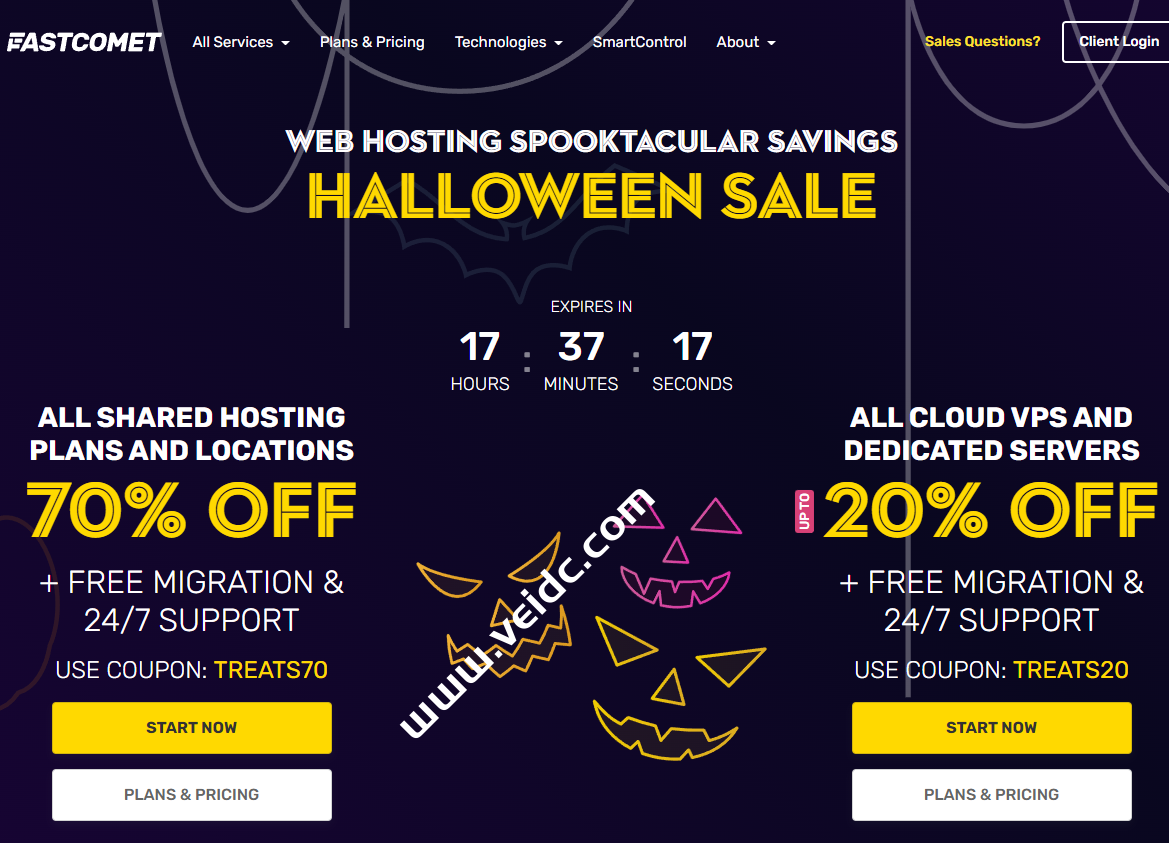 FastComet：2021万圣节大甩卖，全线产品优惠，共享主机最高享70%折扣，vps/专用服务器享30%折扣-国外主机测评