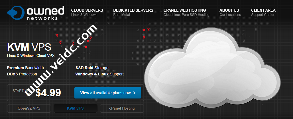 Owned-Networks：便宜VPS，1核/1G/30G SSD/1T/1Gbps/KVM/可选全球8大机房，月付$5起-国外主机测评