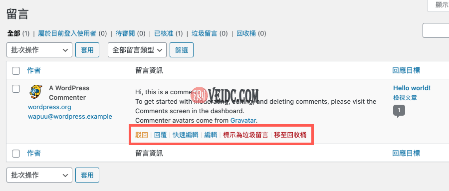 WordPress教学 ：留言回复管理