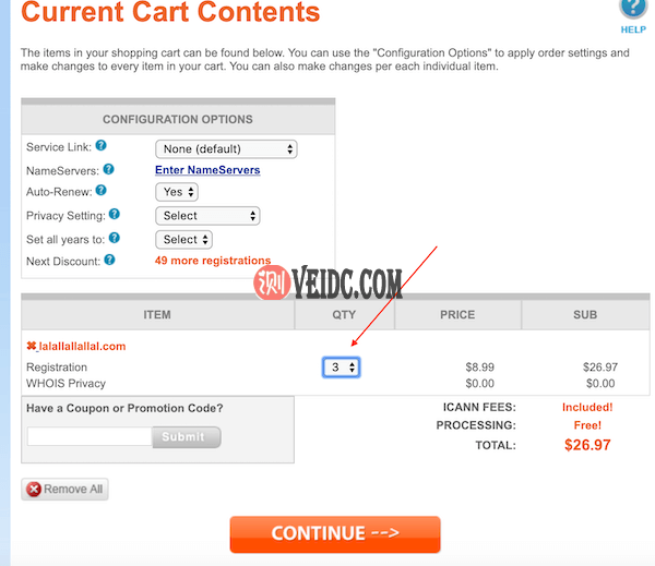 选择域名购买年限