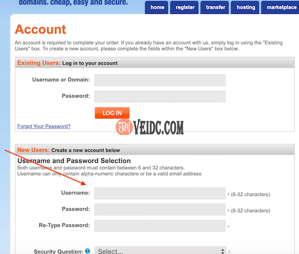 创建新的namesilo账户