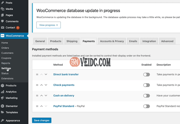 woocommerce “Payments”选项