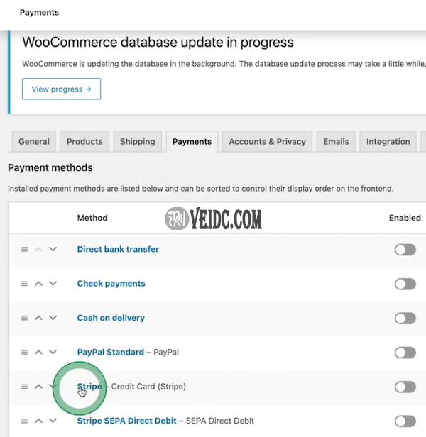 找到新添加的Stripe选项